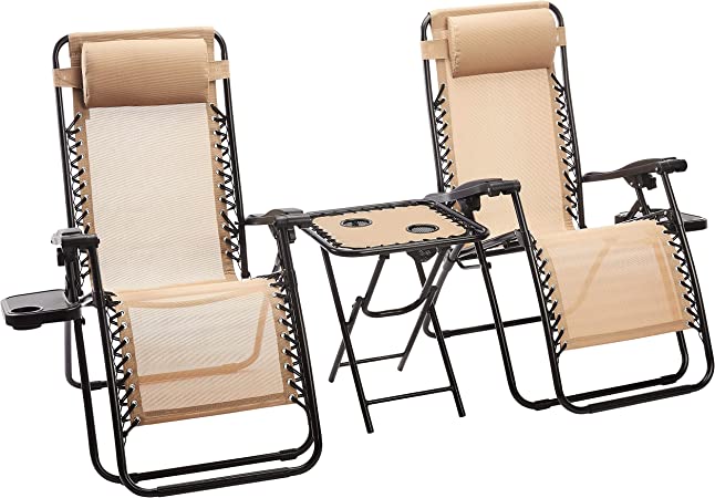 Amazon Basics Zero-Gravity Folding Chairs With Side Table Logo