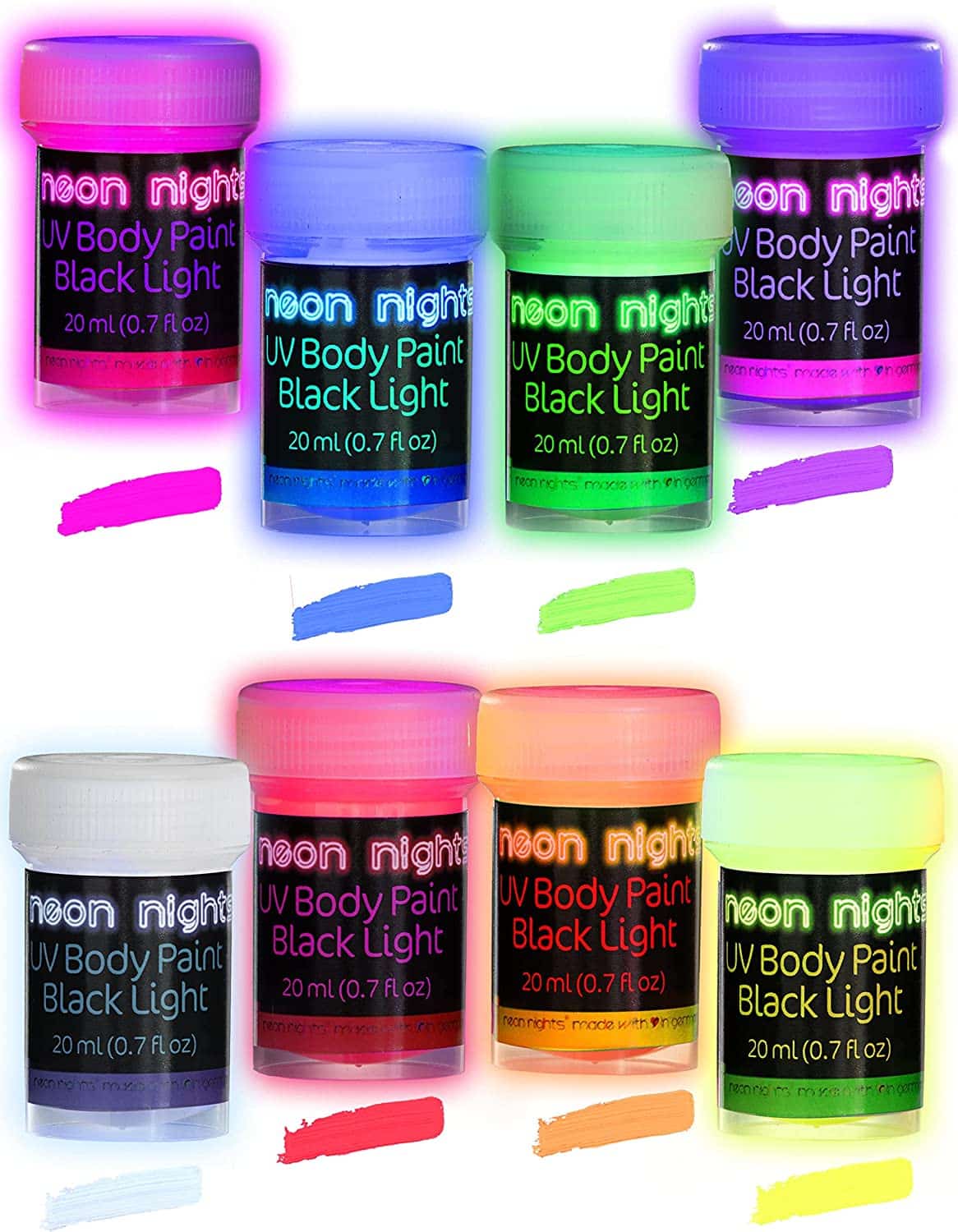 6 Bottles, 30 ml. Each UV Body Paint Glow Blacklight Reactive Neon  Fluorescent Paint - Safe For Skin - Washable - Non-Toxic - Six Colors Kit 